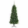 vidaXL izgaismota Ziemassvētku egle ar rotājumiem, zaļa, 240 cm