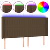 vidaXL gultas galvgalis ar LED, 183x16x118/128 cm, tum&scaron;i brūns audums