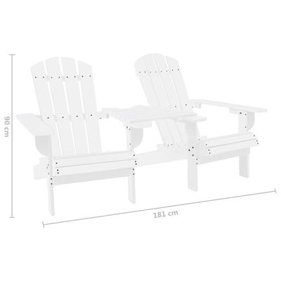 vidaXL dārza krēsli ar galdiņu, egles masīvkoks, balti