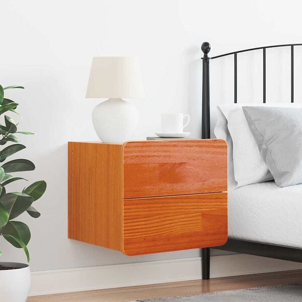 vidaXL Naktsgaldiņš Vaks brūns 39 x 34 x 33 cm Priedes masīvkoks