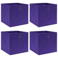 vidaXL uzglabāšanas kastes, 4 gb., 28x28x28 cm, violets neausts audums
