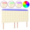 vidaXL gultas galvgalis ar LED, 200x5x118/128 cm, krēmkrāsas