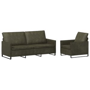 vidaXL Dīvānu komplekts 2 pcs Armijas zaļa Mākslīgais zam&scaron;s