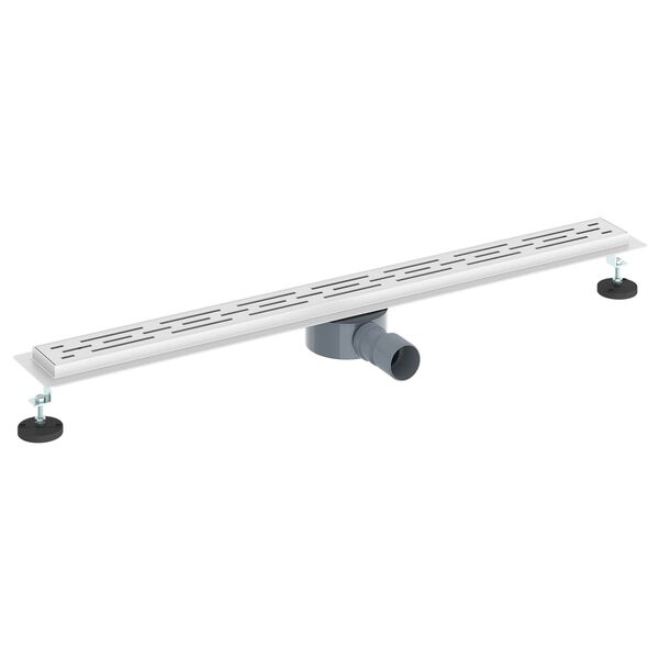 vidaXL Du&scaron;a noteka ar stikla vāku un 360&deg; sifonu Sudraba 90 cm