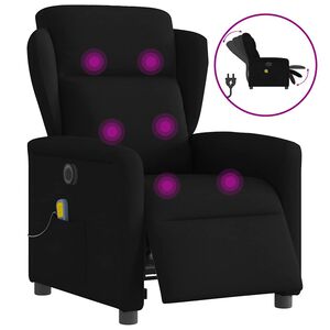 vidaXL elektrisks masāžas krēsls, atgāžams, melns audums