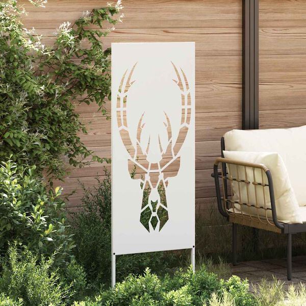 vidaXL Dārza privātuma ekrāns Balts 50 x 140 cm Auksti velmēta tērauds