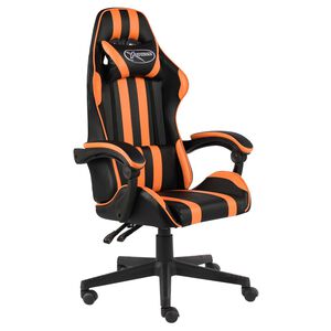 vidaXL biroja krēsls, melna un oranža mākslīgā āda