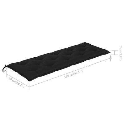 vidaXL sols ar melnu matraci, 150 cm, masīvs tīkkoks