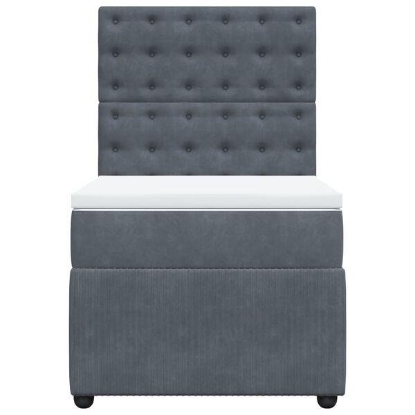 vidaXL atsperu gulta ar matraci, tumši pelēka samts, 80x200 cm