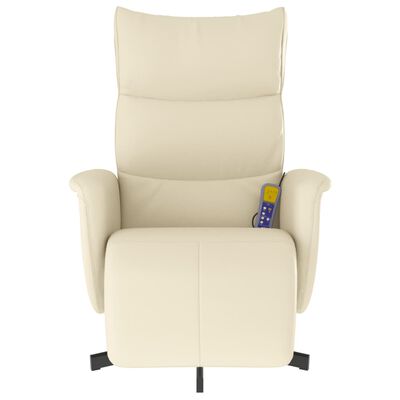 vidaXL masāžas krēsls ar kāju balstu, atgāžams, bēša mākslīgā āda
