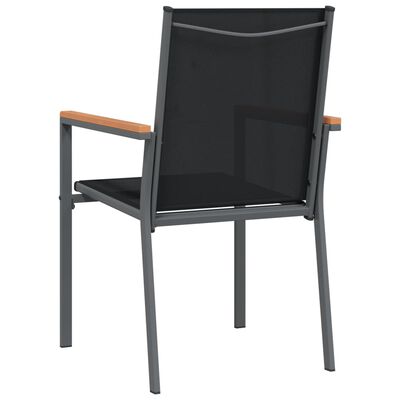 vidaXL dārza krēsli, 2 gb, 55x61,5x90 cm, tekstilēns un tērauds, melni
