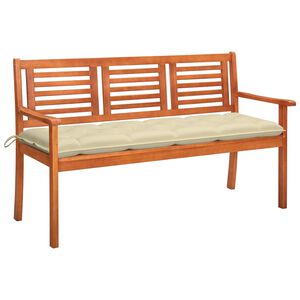 vidaXL trīsvietīgs dārza sols ar matraci, 150 cm, eikalipta masīvkoks