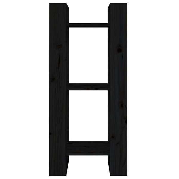 vidaXL grāmatu plaukts, melns, 41x35x91 cm, priedes masīvkoks