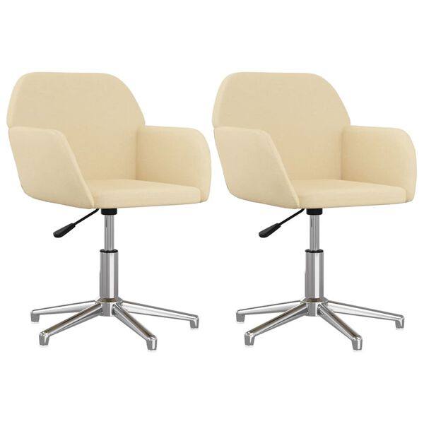 vidaXL grozāmi virtuves krēsli, 2 gab., krēmkrāsas audums