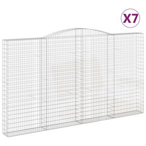 vidaXL arkveida gabiona grozi, 7 gb., 400x30x220/240cm, cinkota dzelzs