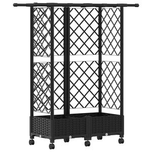 vidaXL Pacelta gulta ar treliem un jumtu Melns 124 x 40 x 127 cm PP