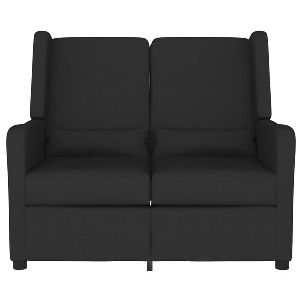 vidaXL divvietīgs masāžas krēsls, atgāžams, melns audums