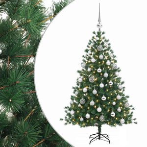 vidaXL Mākslīgā Ziemassvētku egle ar bumbiņu 150 cm 150 LED