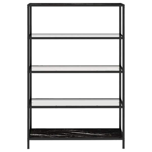 vidaXL plaukts, 100x36x168 cm, melns marmora raksts, rūdīts stikls