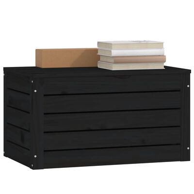 vidaXL uzglabāšanas kaste, melna, 59,5x36,5x33 cm, priedes masīvkoks