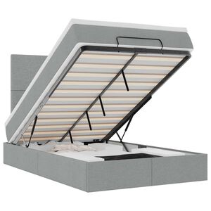 vidaXL Osmaņu gultas rāmis ar matrača gai&scaron;i pelēks 120x200 cm audums