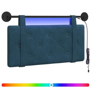 vidaXL Piekaramais gultas galvgalis Ar LED gaismu Zila Samts