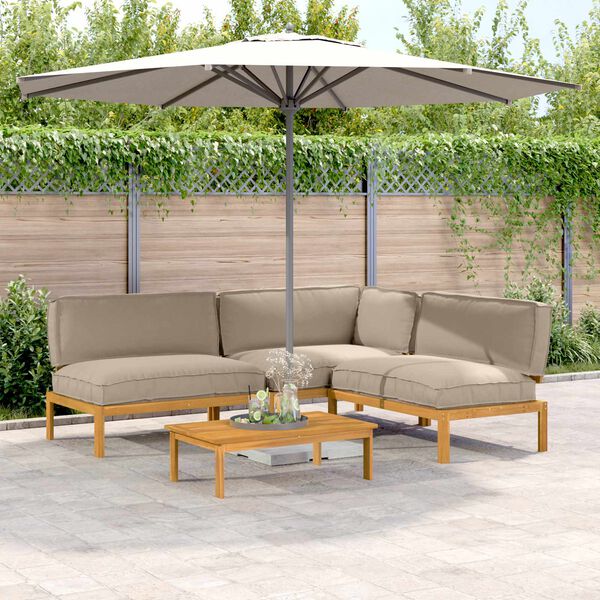 vidaXL Dīvānu komplekts 4 pcs Pelēkbrūna Cietā akācijas koks