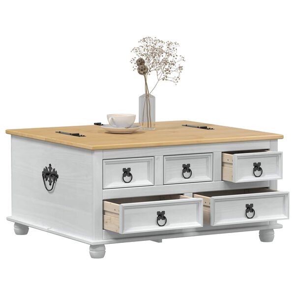 vidaXL storage box ar plauktu Balts 90 x 78 x 45 cm Ciets priedes koks