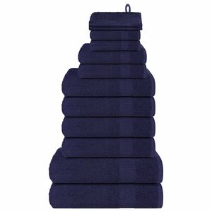 vidaXL 12 daļu dvieļu komplekts, FROGN, tum&scaron;i zils, 360 g/m&sup2;