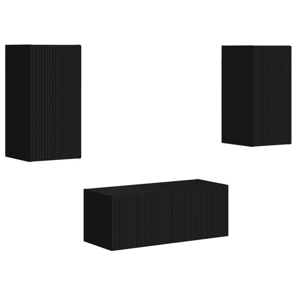 vidaXL TV skapī&scaron;u komplekts 6 pcs Melna Inženierijas koks