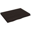 vidaXL galda virsma, tum&scaron;i brūna, 80x60x(2-6) cm, ozola masīvkoks