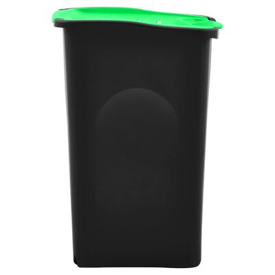 vidaXL atkritumu tvertne ar vāku, 50L, melna ar zaļu