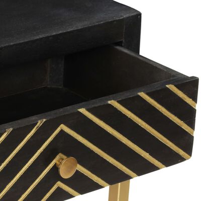vidaXL konsoles galdiņš, melns ar zeltu, 90x30x75 cm, mango masīvkoks