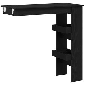 vidaXL Sienas bāra galds ar plauktu Melns ozolkoks 102 x 45 x 103,5 cm