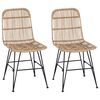 vidaXL Malduku krēsls 2 pcs Dabiska 41 x 55 x 85 cm Rattan un Tērauds