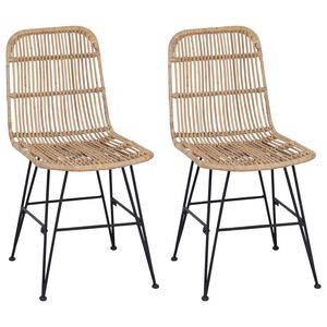 vidaXL Malduku krēsls 2 pcs Dabiska 41 x 55 x 85 cm Rattan un Tērauds