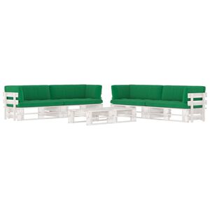 vidaXL 6-daļīgs pale&scaron;u mēbeļu komplekts ar matračiem, priedes koks