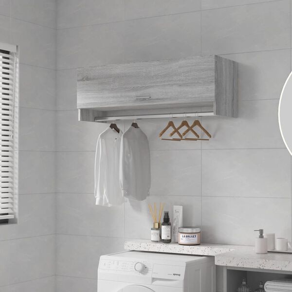 vidaXL skapis, pelēka ozolkoka, 100x32,5x35 cm, inženierijas koks