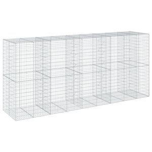 vidaXL gabiona grozs ar vāku, 450x100x200 cm, cinkota dzelzs
