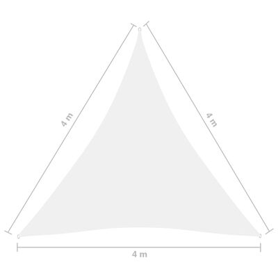 vidaXL saulessargs, 4x4x4 m, trijstūra forma, balts oksforda audums