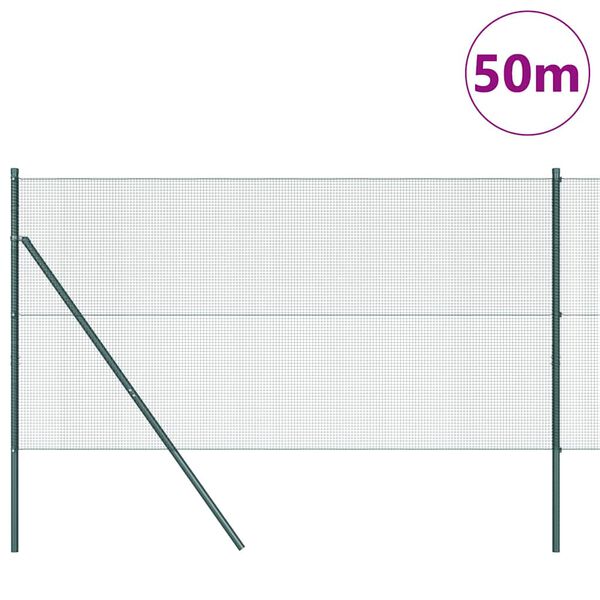 vidaXL Žoga āķis Zaļa 50 x 1,5 m (12 x 12 mm acu tīkls) Tērauds un PVC