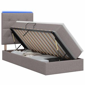 vidaXL LED uzglabā&scaron;anas gulta ar matraci Pelēkbrūna 90 x 200 cm Audums