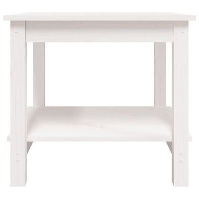 vidaXL kafijas galdiņš, balts, 50x50x45 cm, priedes masīvkoks
