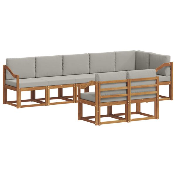 vidaXL Āra dīvānu komplekts ar spilvenu 8 pcs Dabīgs un gai&scaron;i pelēks