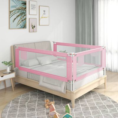 vidaXL bērnu gultas aizsargbarjera, rozā, 150x25 cm, audums