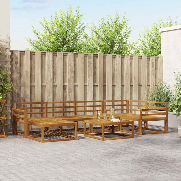 vidaXL Āra dīvānu komplekts 7 pcs Dabiska Cietā akācijas koks