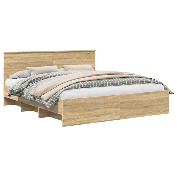 vidaXL Gultas rāmis Sonoma ozols 180 x 200 cm Inženierijas koks