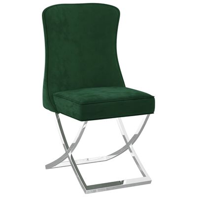 vidaXL virtuves krēsls, tumši zaļš, 53x52x98 cm, samts, tērauds