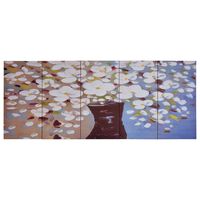 vidaXL sienas gleznu komplekts, ziedi vāzē, krāsaina, 150x60 cm