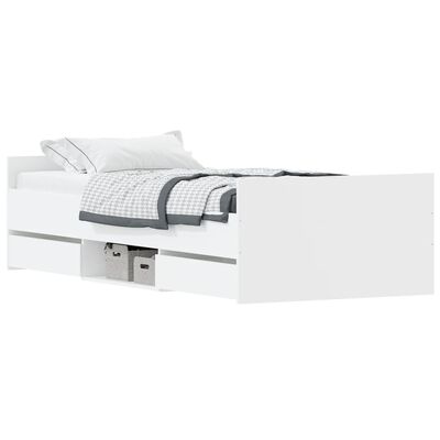 vidaXL gultas rāmis ar galvgali un kājgali, balts, 90x190 cm
